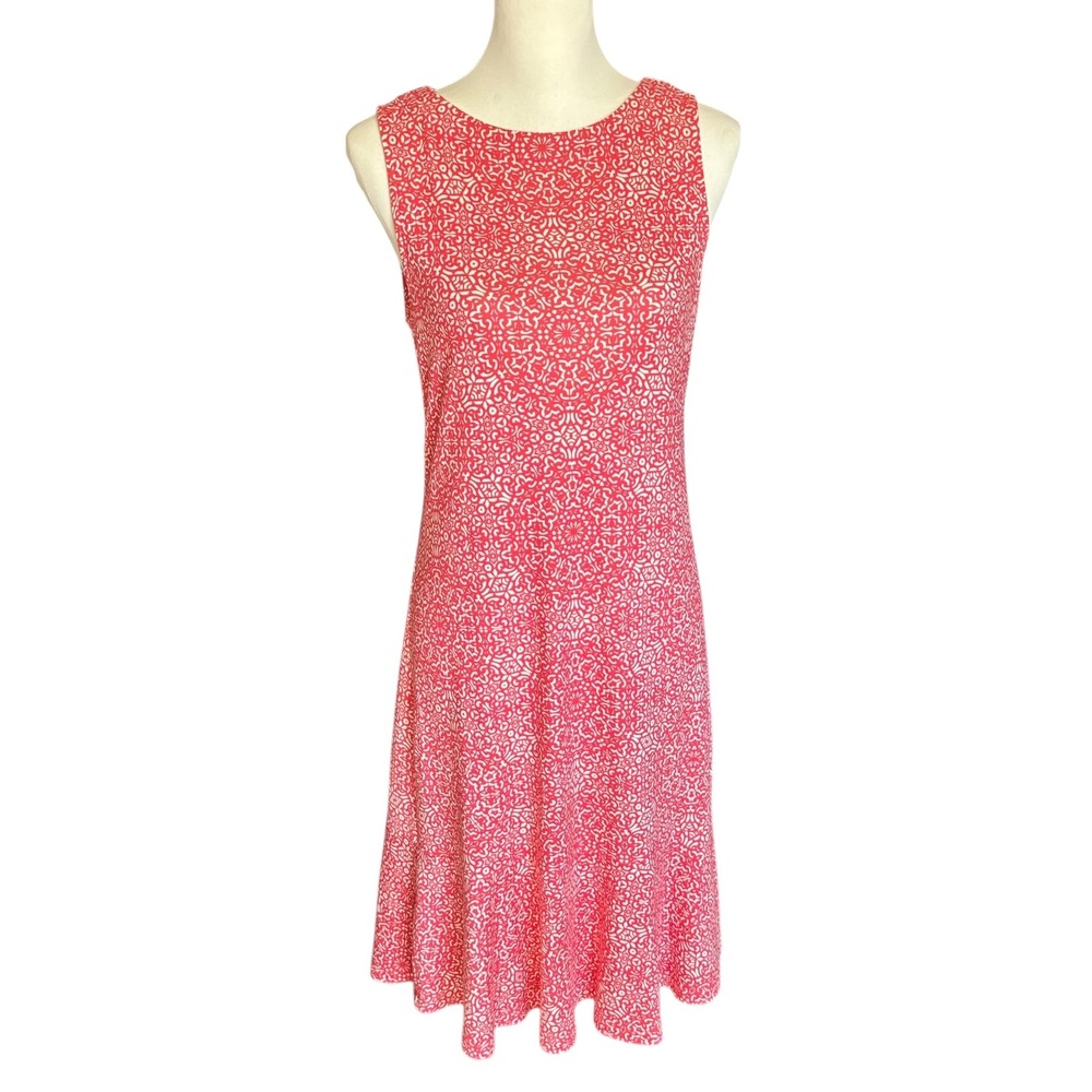 Tommy Bahama Dress Women's Small Coral White medallion Print Sleeveless Shift
